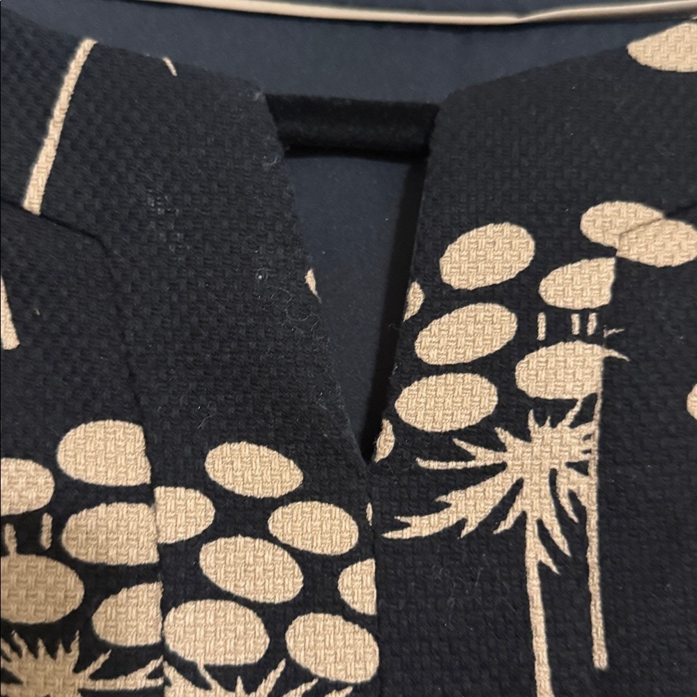 Boden Black tan Floral Mini Dress textured Shift women 4P waist belt office - Picture 4 of 10